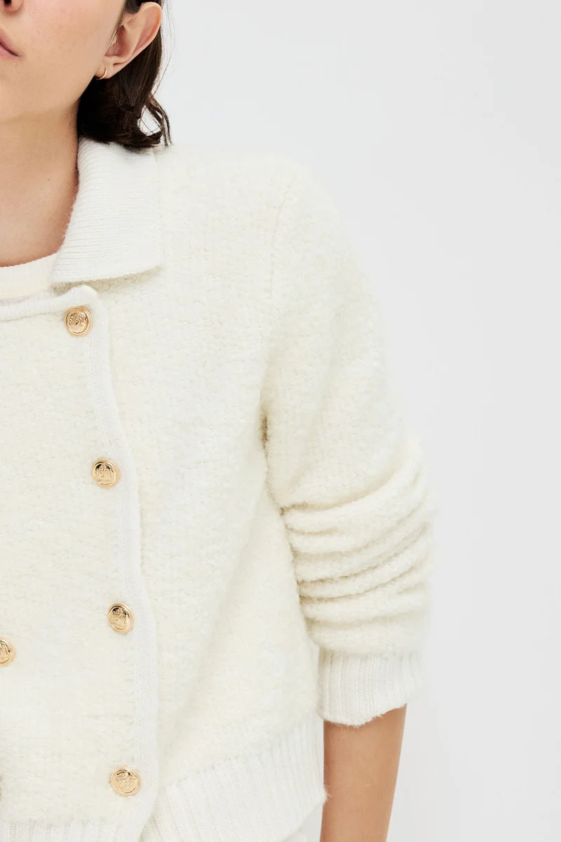 H&M Double-breasted bouclé cardigan